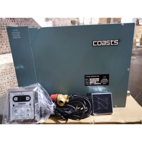 Máy Xông Hơi Ướt Coasts KSA60 6kW Vỏ Thép Sơn Tĩnh Điện | Bảng Điều Khiển KS-200 | Xả Cặn Tự Động
