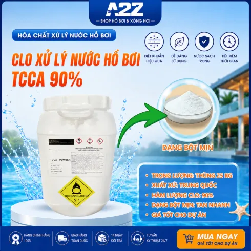 [CLO HỒ BƠI 90%] Thùng 25kg Clo xử lý nước TCCA 90% Dạng Bột Mịn, TCCA, Clo khử khuẩn, diệt rong rêu