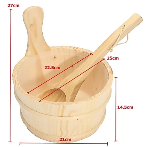 Trọn bộ Xô gáo gỗ cho phòng xông hơi, phụ kiện xông hơi khô