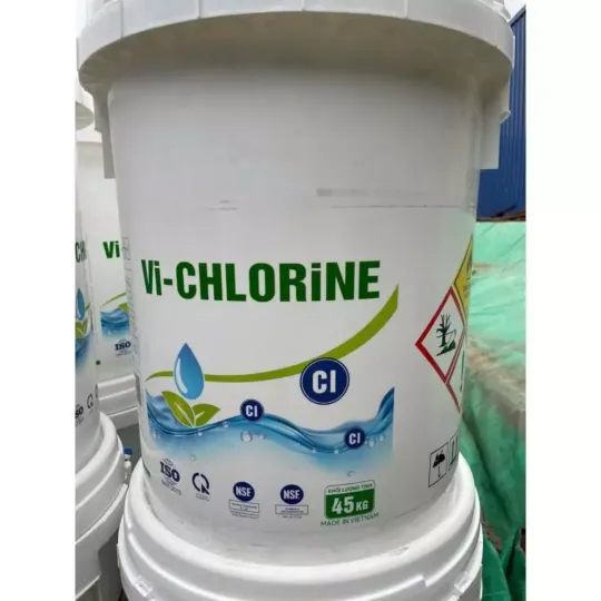 MỚI VỀ-[CLO HỒ BƠI 70%] VI-CHLORINE THÙNG 45KG, CLO XỬ LÝ NƯỚC, CLO VIỆT TRÌ, RONG RÊU,KHỬ KHUẨN