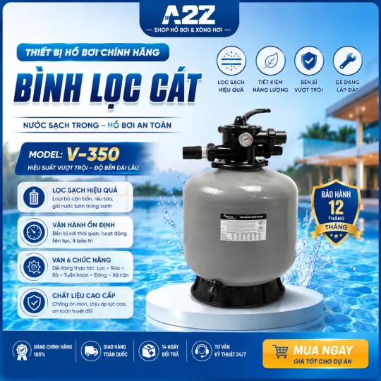 [TB CHÍNH HÃNG] Bình Lọc Cát Hồ Bơi Emaux V350 ~ V650 Kèm Van 6 Ngã, phù hợp hồ từ 30~200m3  - V450 - Hồ <= 95m3